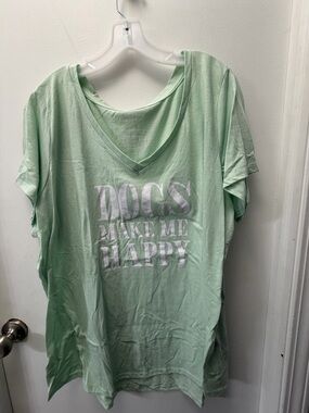 torrid Mint Green V-Neck Tee with White 'Dogs Make Me Happy' Print